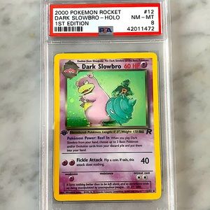 2000 Rocket Dark Slowbro Holo 1st Edition PSA8 #12